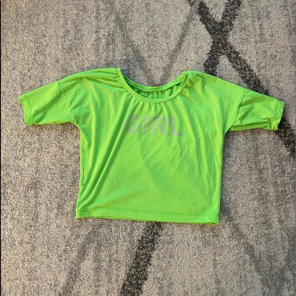 Triple Flip Neon Green Cropped GIRL Top - Picture 1 of 2